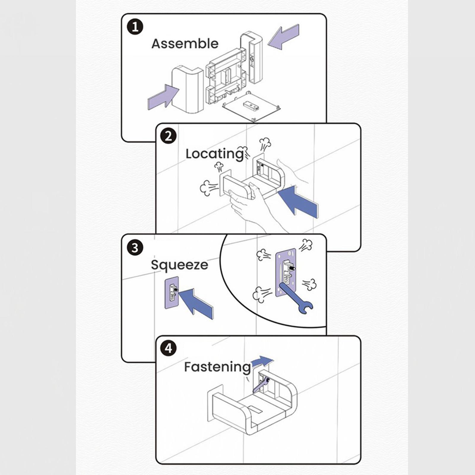 2x Floating Wall Shelves White U Shaped for Bathroom Display Organizer 