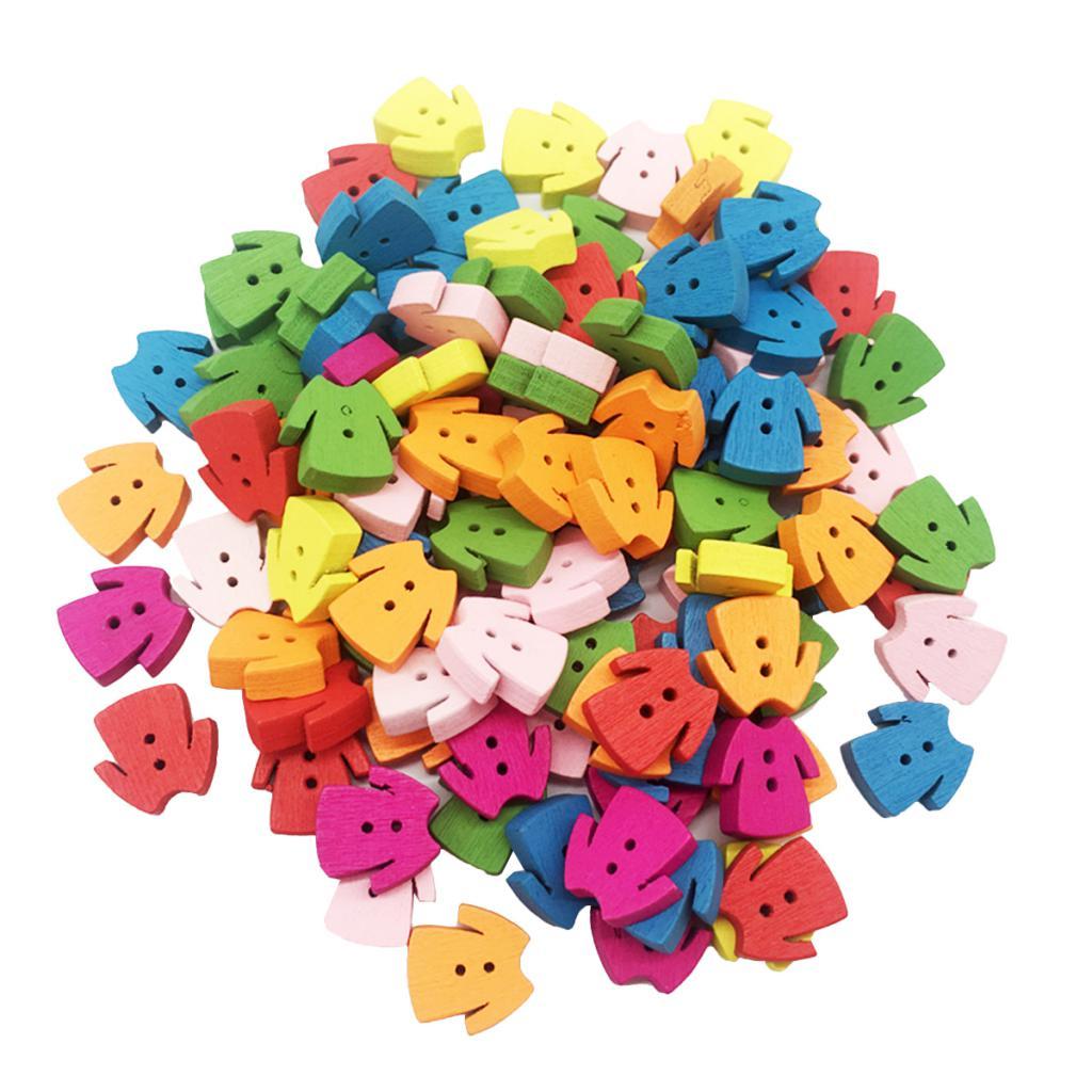 100 Pieces 2 Hole Mixed Clothes Wood Buttons Clothing Decor Sewing Scrapbooking