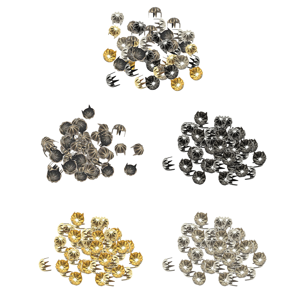 50pcs Pumpkin Studs Metal Claw Nailhead Punk Stud Rivet Spikes Gold