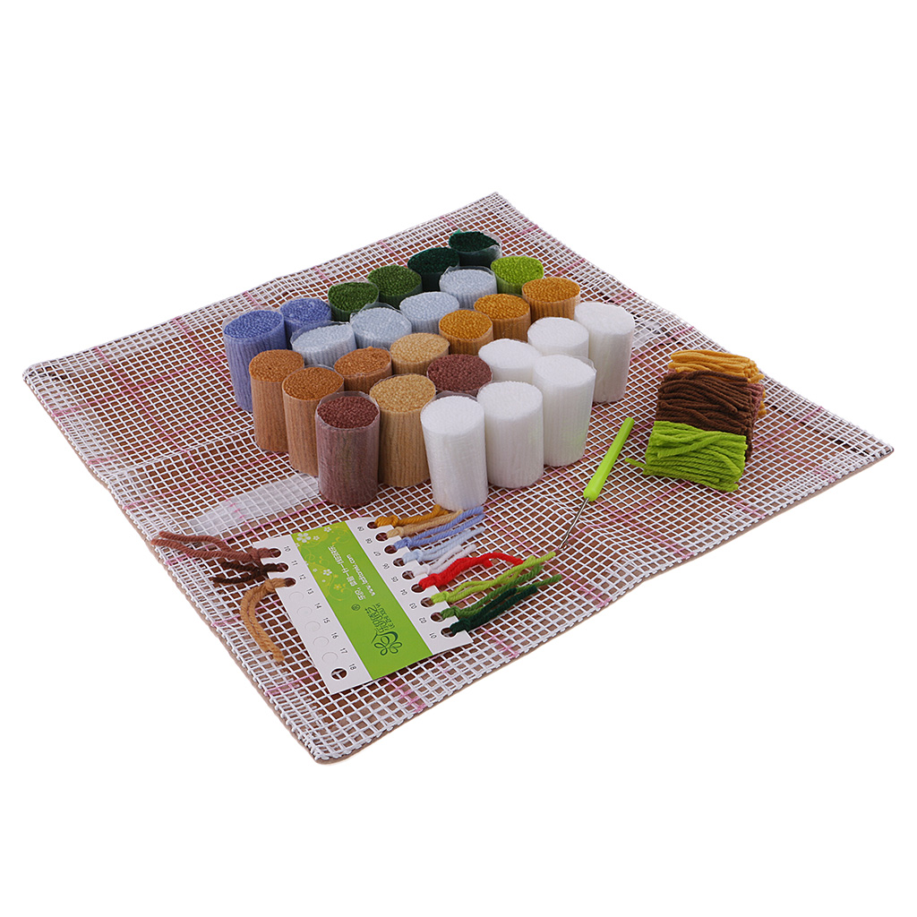 DIY Kitten & Rabbit Latch Hook Pillowcase Kits Material Package for Beginner