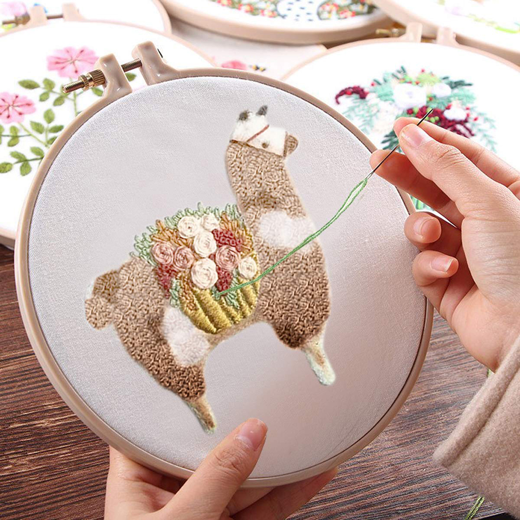 Full Range of Embroidery Starter Kit with Pattern - Cute Alpaca CE003