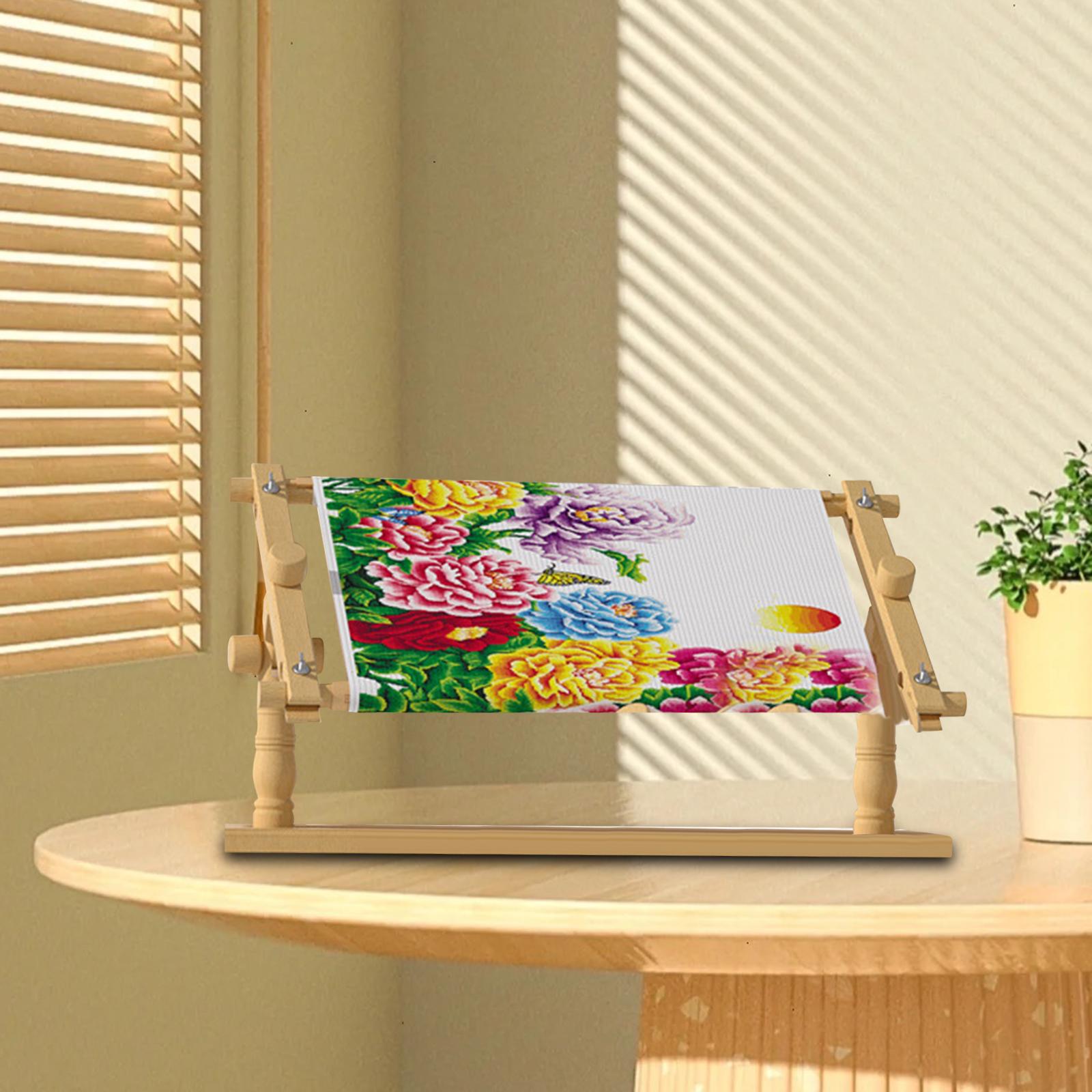 Wooden Quilting Frame Desktop Stand Adjustable for Craft Stitchwork Tapestry