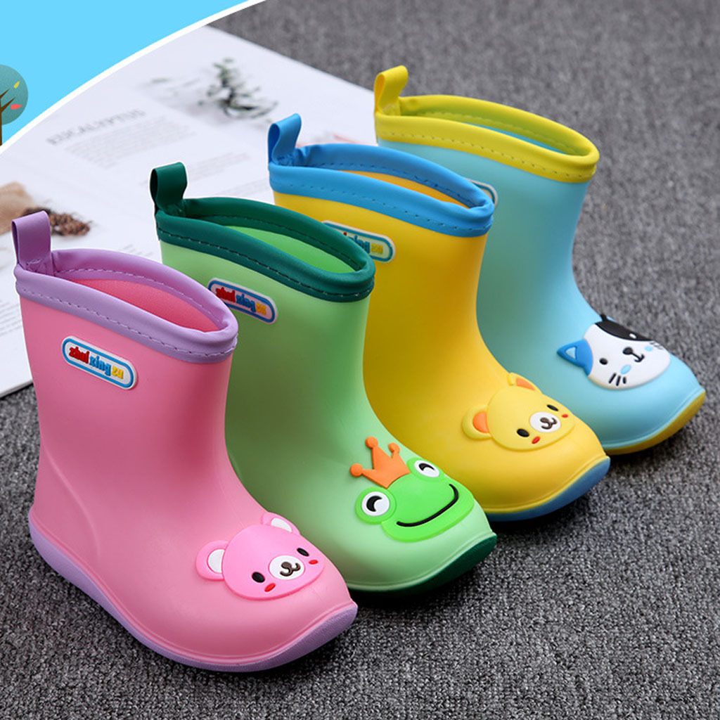 Kids Boys Girls Wellies Rain Boots Light Unisex Children Boots Size 2-5 ...