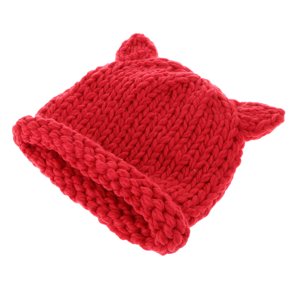 Soft Infant Toddler Winter Hat Knitted Baby Beanies Winter Caps Red