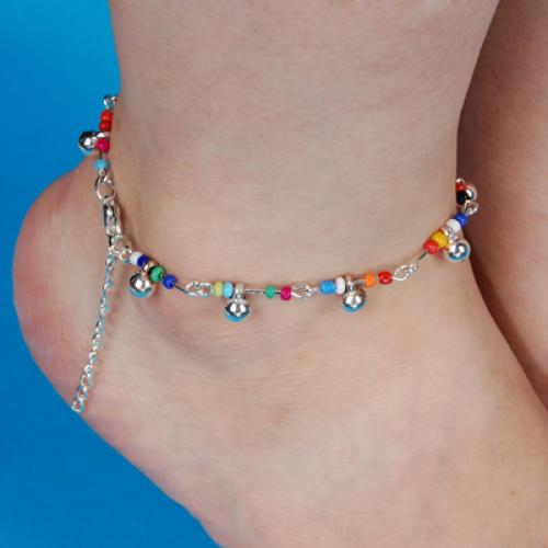 Charming Multicolor Beads Silver Tone Ankle Bracelet Chain