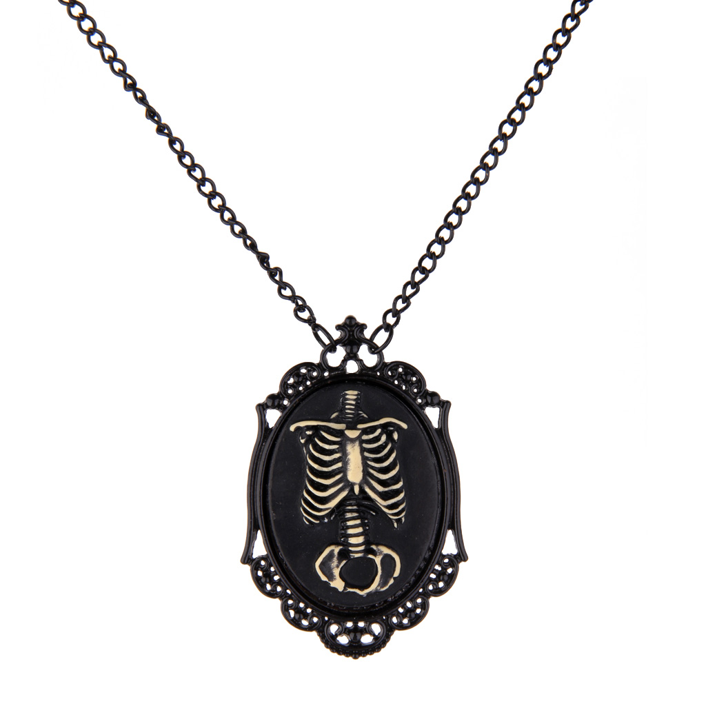 Unisex Steampunk Vintage Alloy Rib Cage Pendant Chain Necklace Jewelry