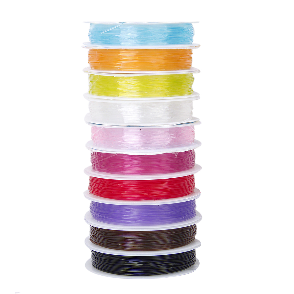 10 Rolls Mixed Color Crystal Elastic Cord Strong Stretchy Beading Thread String 0.6mm DIY Jewellery Making