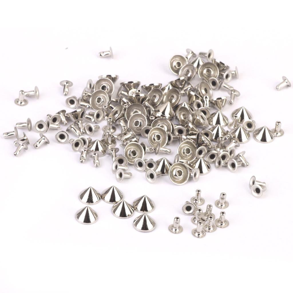 Cone Rivets Studs 50 sets Silver
