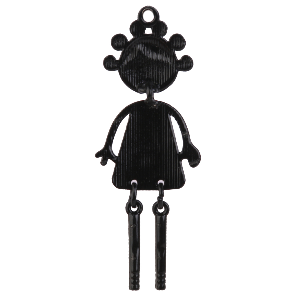 Alloy Girl Figure Pattern Movable Jewelry Making Pendant Charms 5Pcs Black