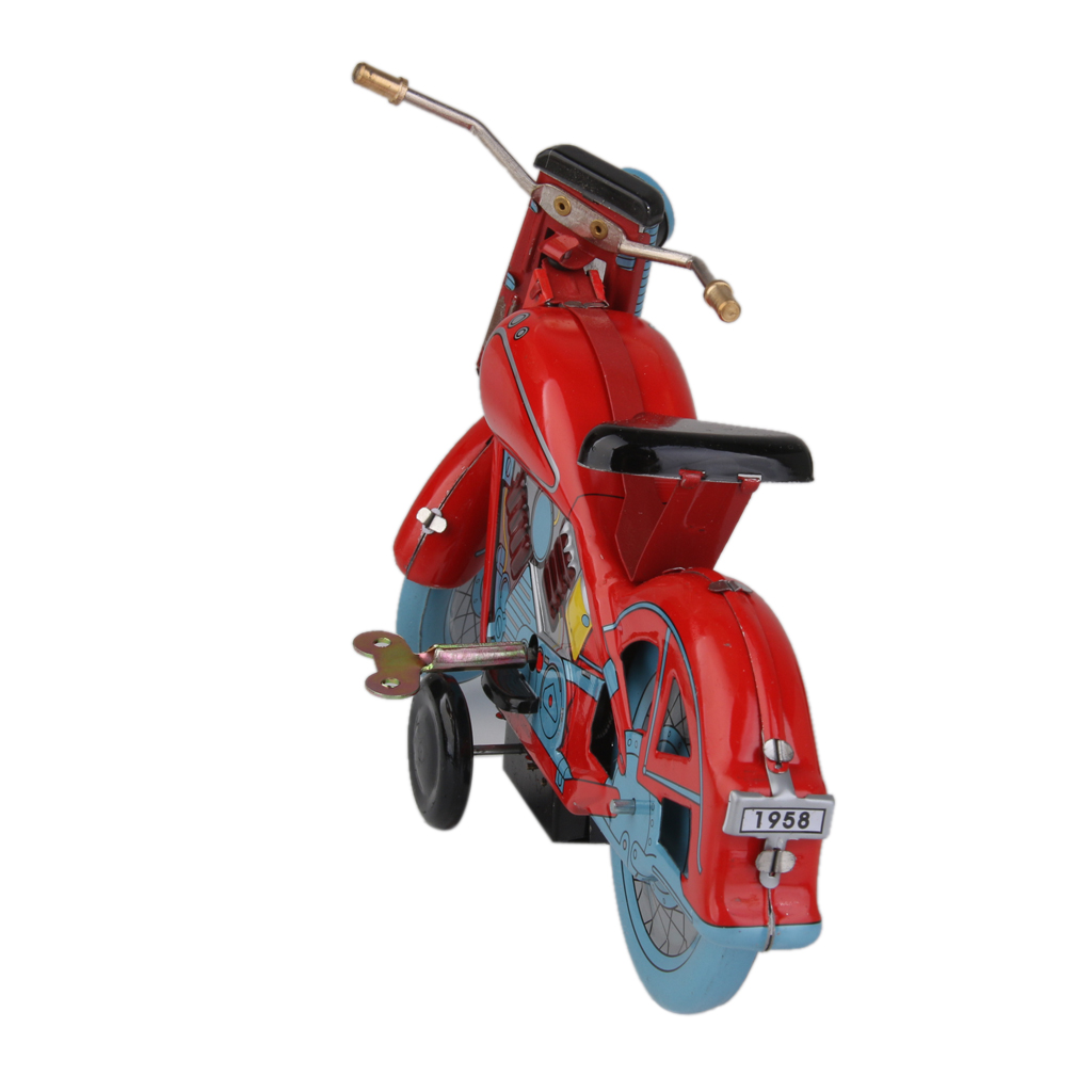 Red Motorcycle Wind Up Tin Toy