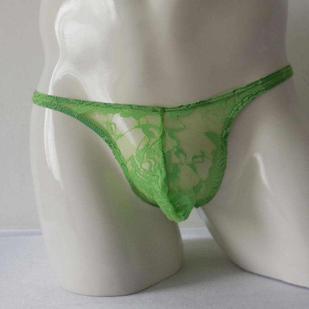 Sexy Mens Lace Pouch Briefs Underwear Pants Green