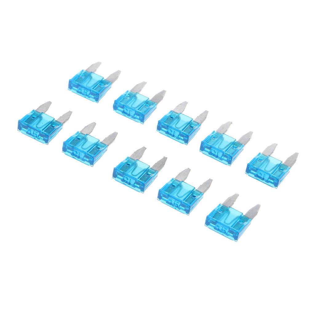 10Pcs Mini 15A Blade Fuse Blue for Car Truck Replacement