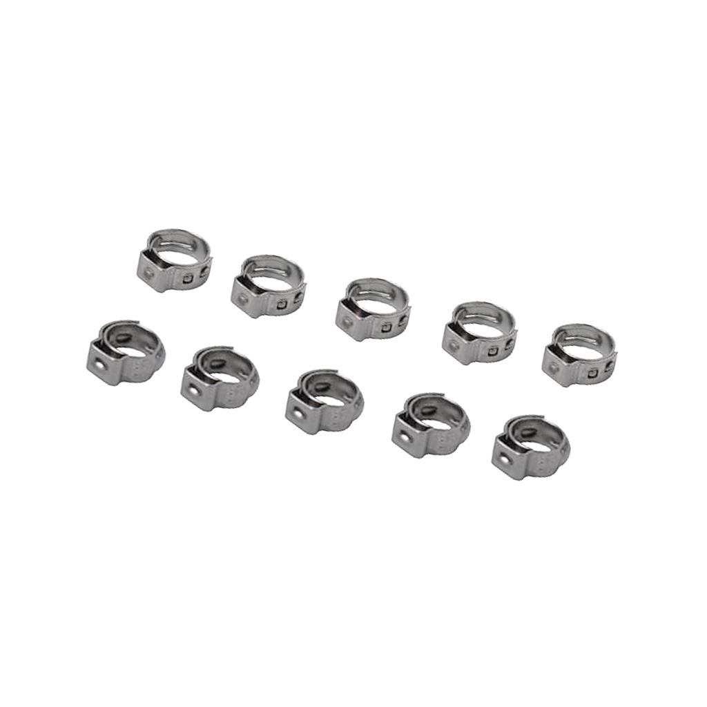 10 Pieces Single Ear Stainless Steel Hydraulic Fuel Hose Clamps 8.8mm-10.5mm