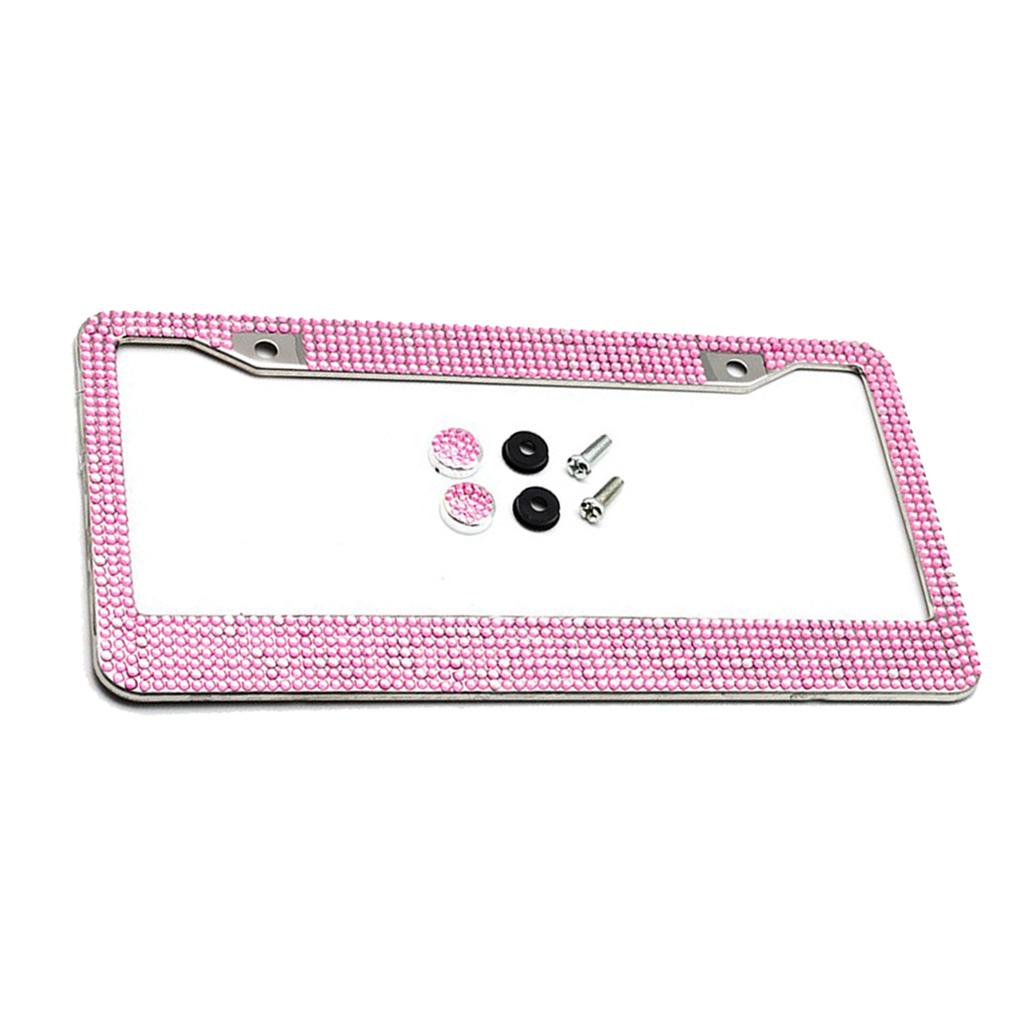 Chrome Diamonds/Crystals Bling Metal Car License Plate Frame  Pink