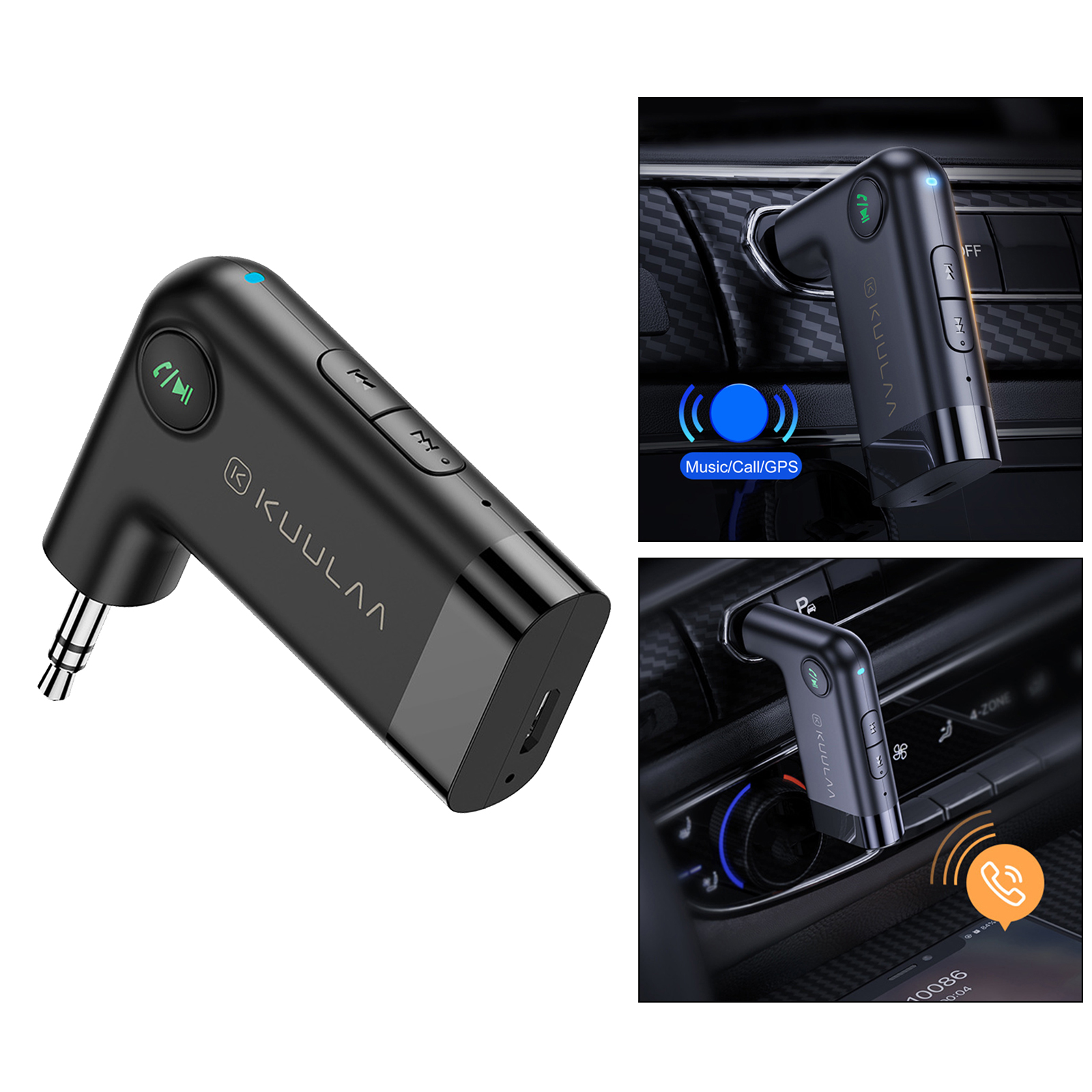 Wireless Car Bluetooth Receiver Audio Adapter with Mic Aux 3.5mm Plug New