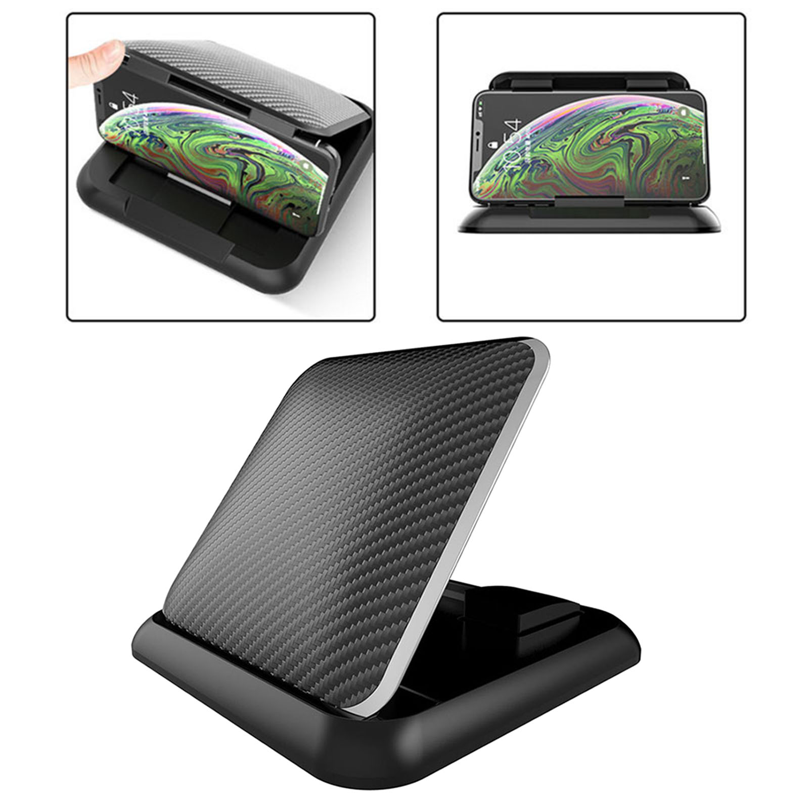 Adjustable Car Phone Holder Pad for Dashboards Armrest Various Phones Black