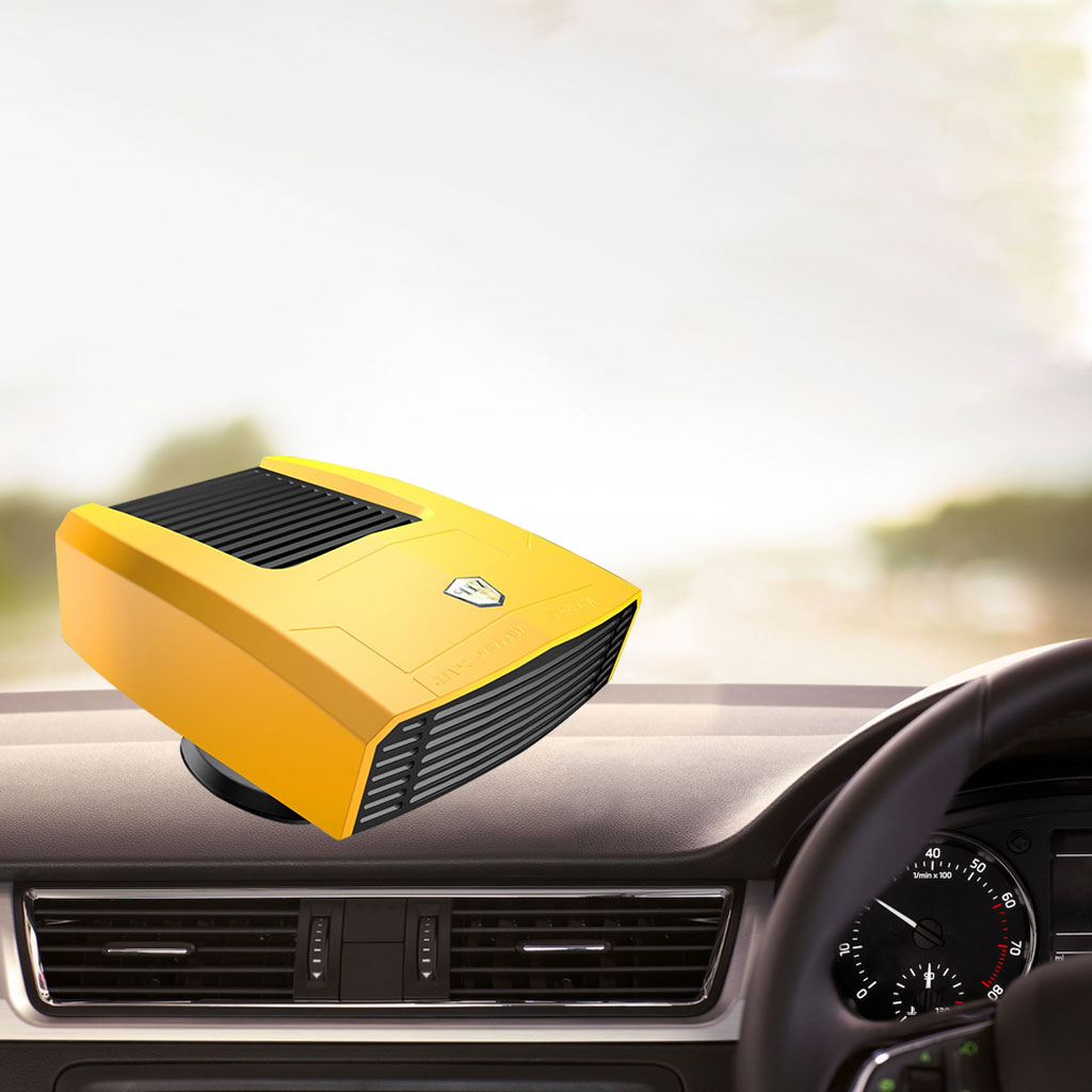 Car Heater Cooling Air Purify with Rotary Holder Electric Dryer 12v Yellow