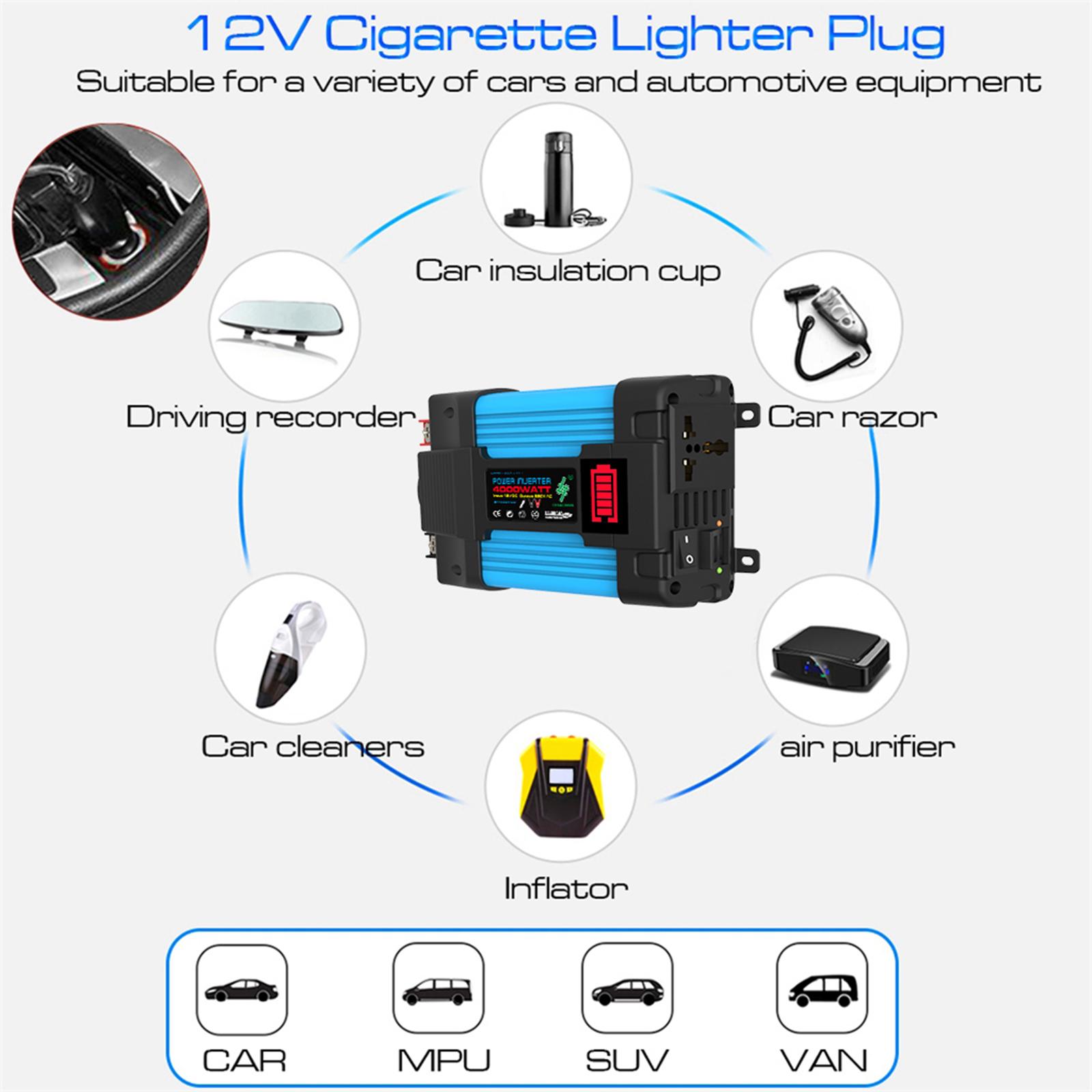 Car Power Inverter with Cigarette Lighter with AC Outlet for RV Outdoor DC12V to AC110V 300W