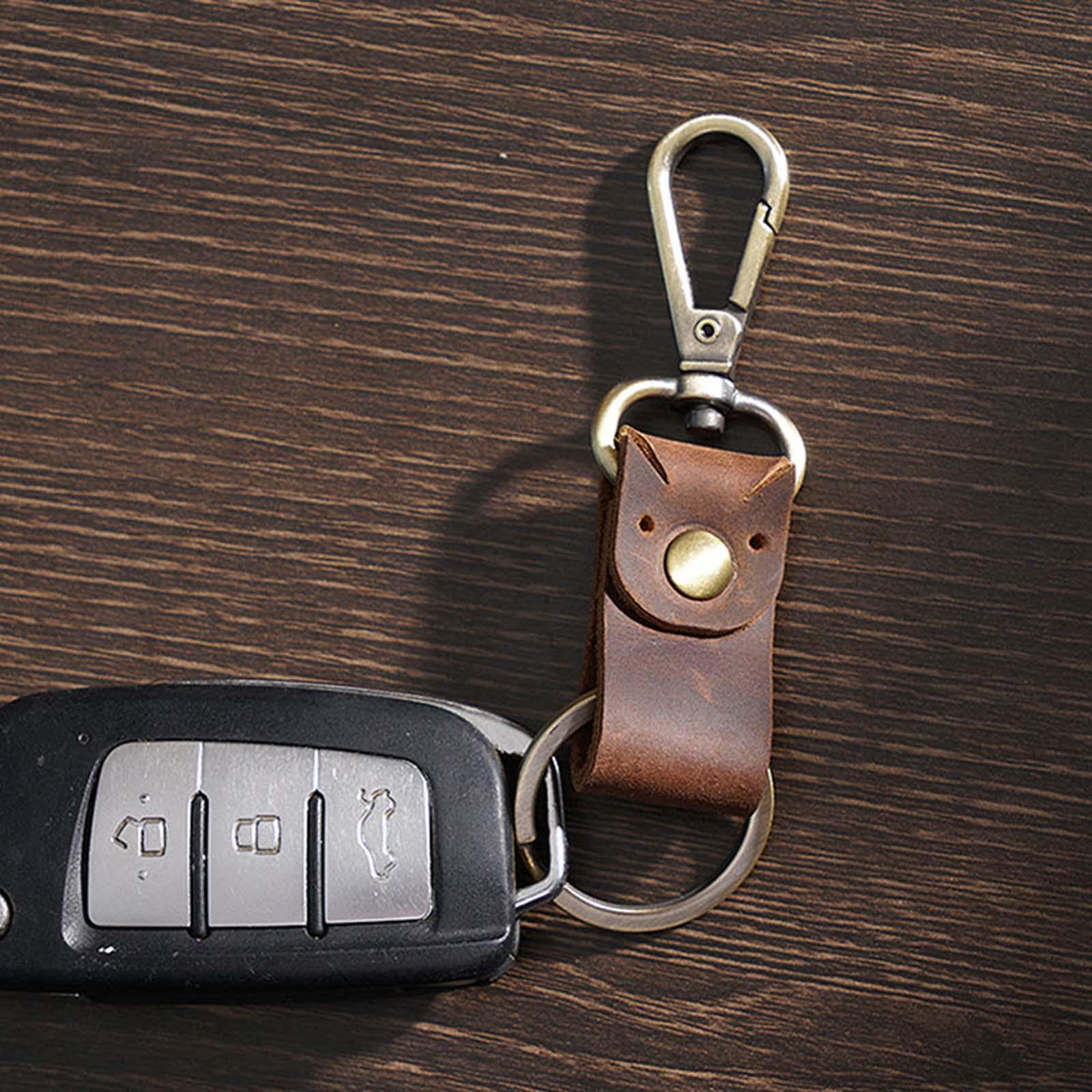 Leather Keychain Key Ring Unisex Business Key Chain Ring Fob Coffee