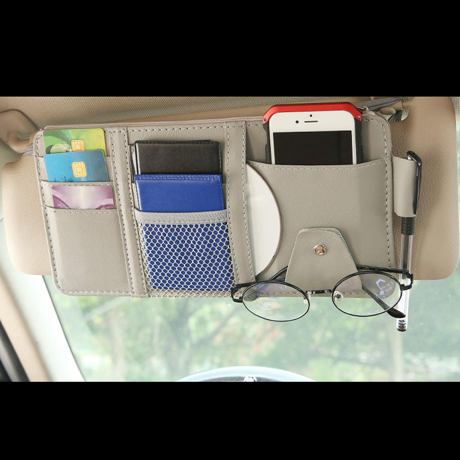 Truck Sun Visor Organizer with Multi Pocket for Pens Notes Black