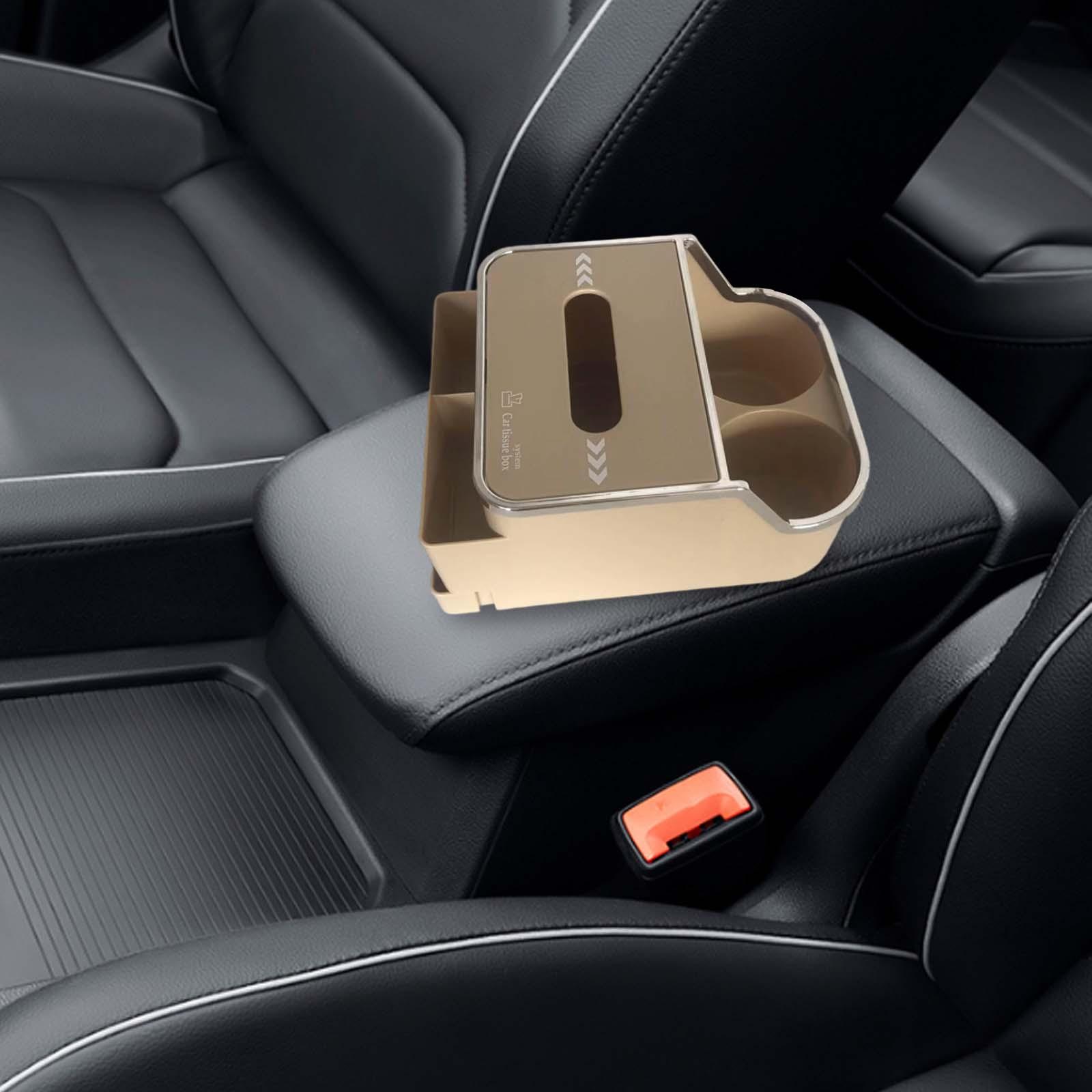 Car Armrest Storage Box Car Interior Accessories Console Armrest Organizer Beige