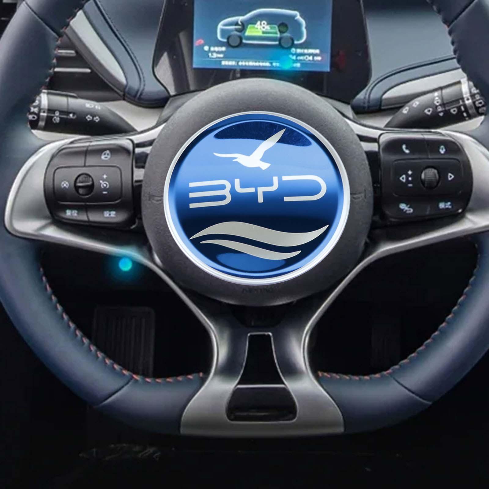 Car Steering Wheel Emblem Sticker Trim Metal Fashion Decorative for Byd Blue