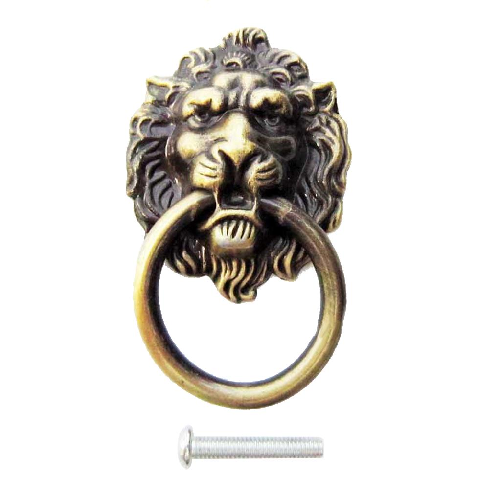 Lion Head Pull Handle Brass
