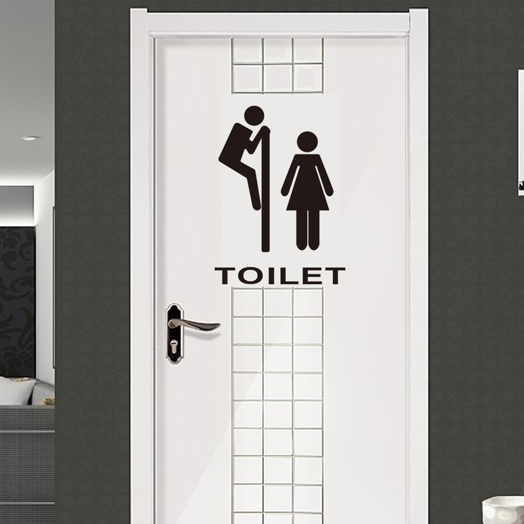 Removable Adhesive Bathroom Door Toilet Seat Sticker #1 Man and Woman