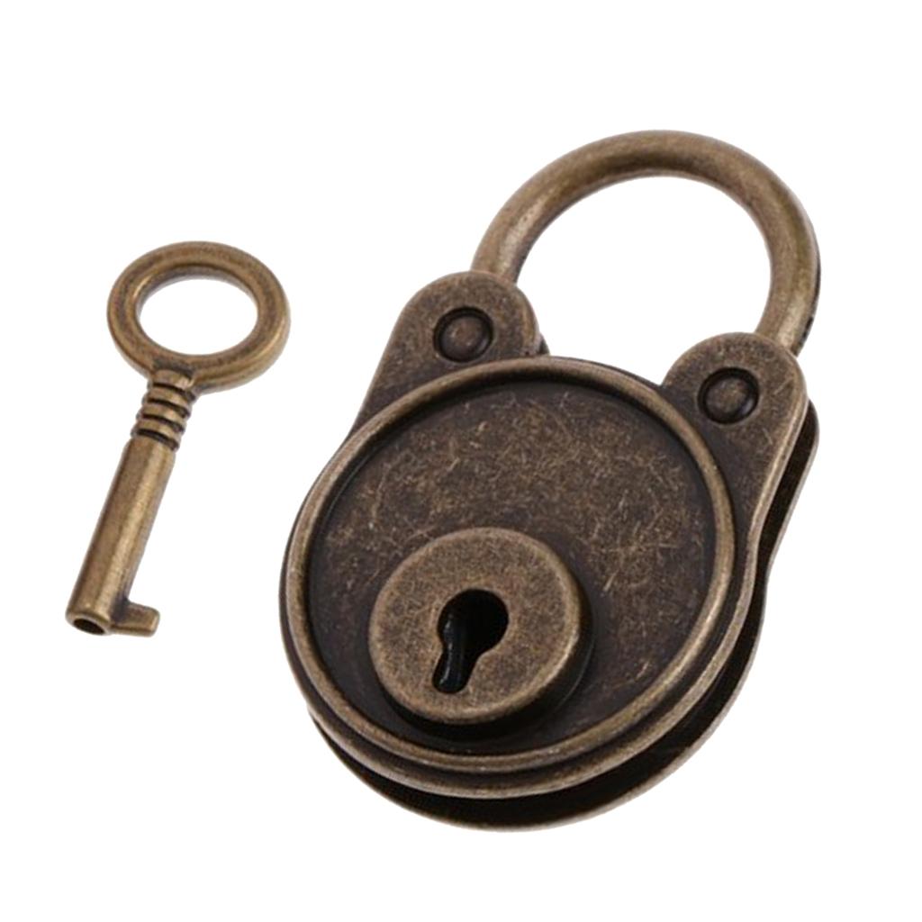 Bear Vintage Padlock Mini Lock with Key for Jewelry Box Storage Diary Book Copper