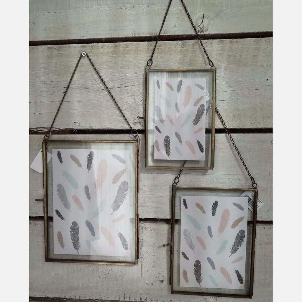 Double Sided Glass Hanging Picture Photo Frame Flower Plant Display