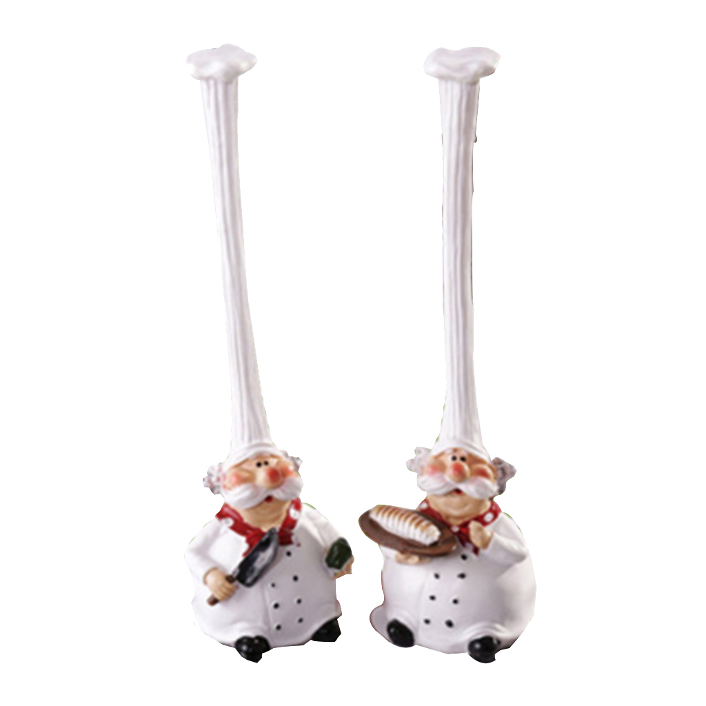 2Pcs Resin Chef Figurines Kitchen Ornaments Table Centerpiece Collectible