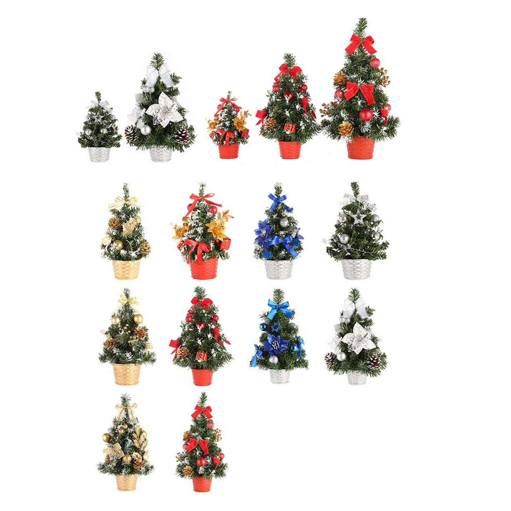 Mini Christmas Tree Holiday Festival Party Ornaments for Tabletop Golden