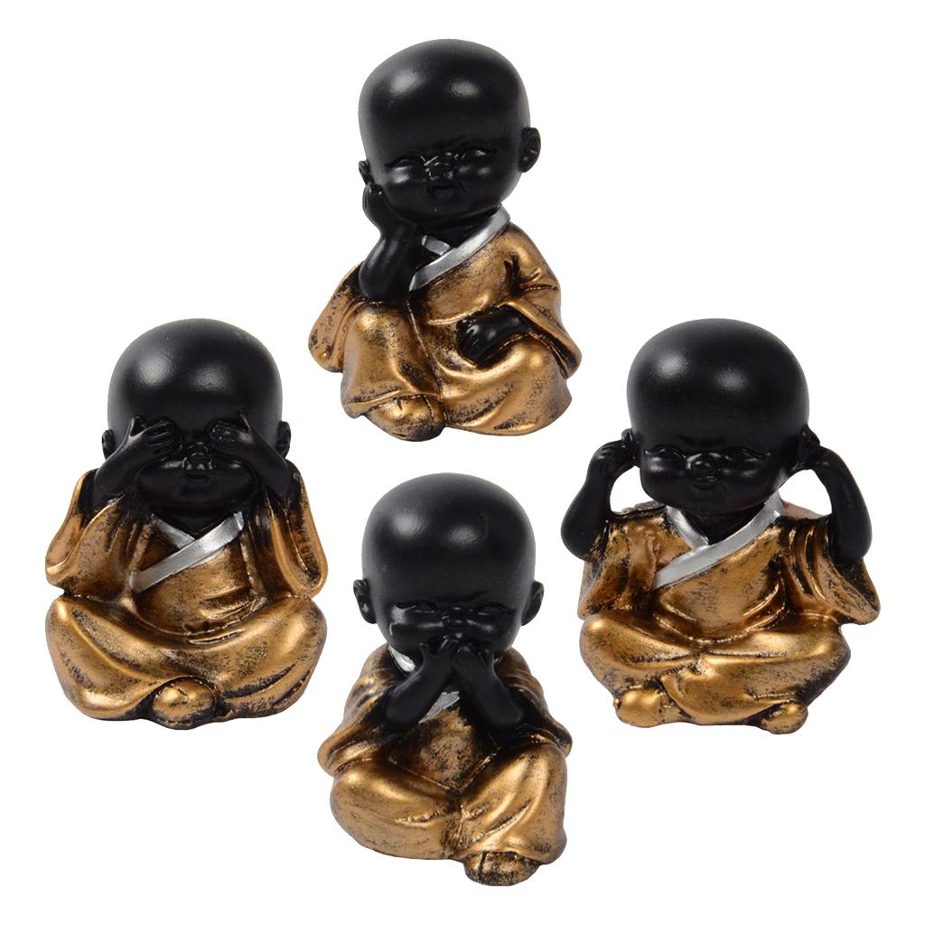 Resin Small Buddha Statue Monk Figurine Tea pet  Ornaments Style01