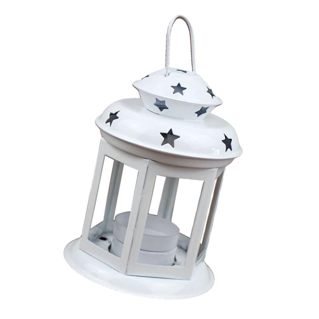 Outdoor Iron Wind-proof Lamp Candle Holder Candlestick Ornament White