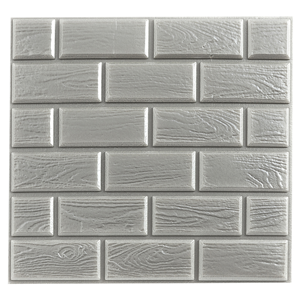 PE Foam 3D Brick Wall Sticker Self-Adhesive DIY Panels Waterproof Silver