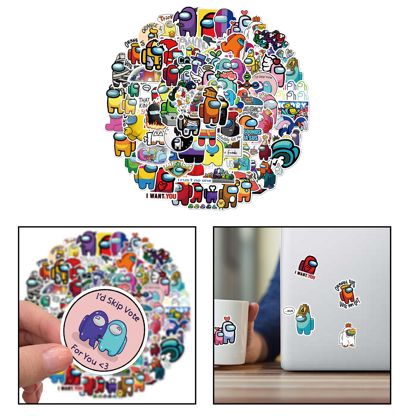 100pcs Cute Vinyl Waterproof Stickers Stickers Pack Game Decal