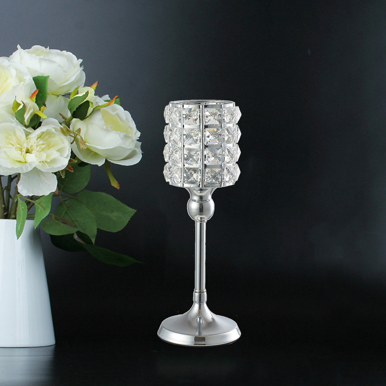 Modern Crystal Candle Holders Stand Tea Light Candlestick 11x26cm