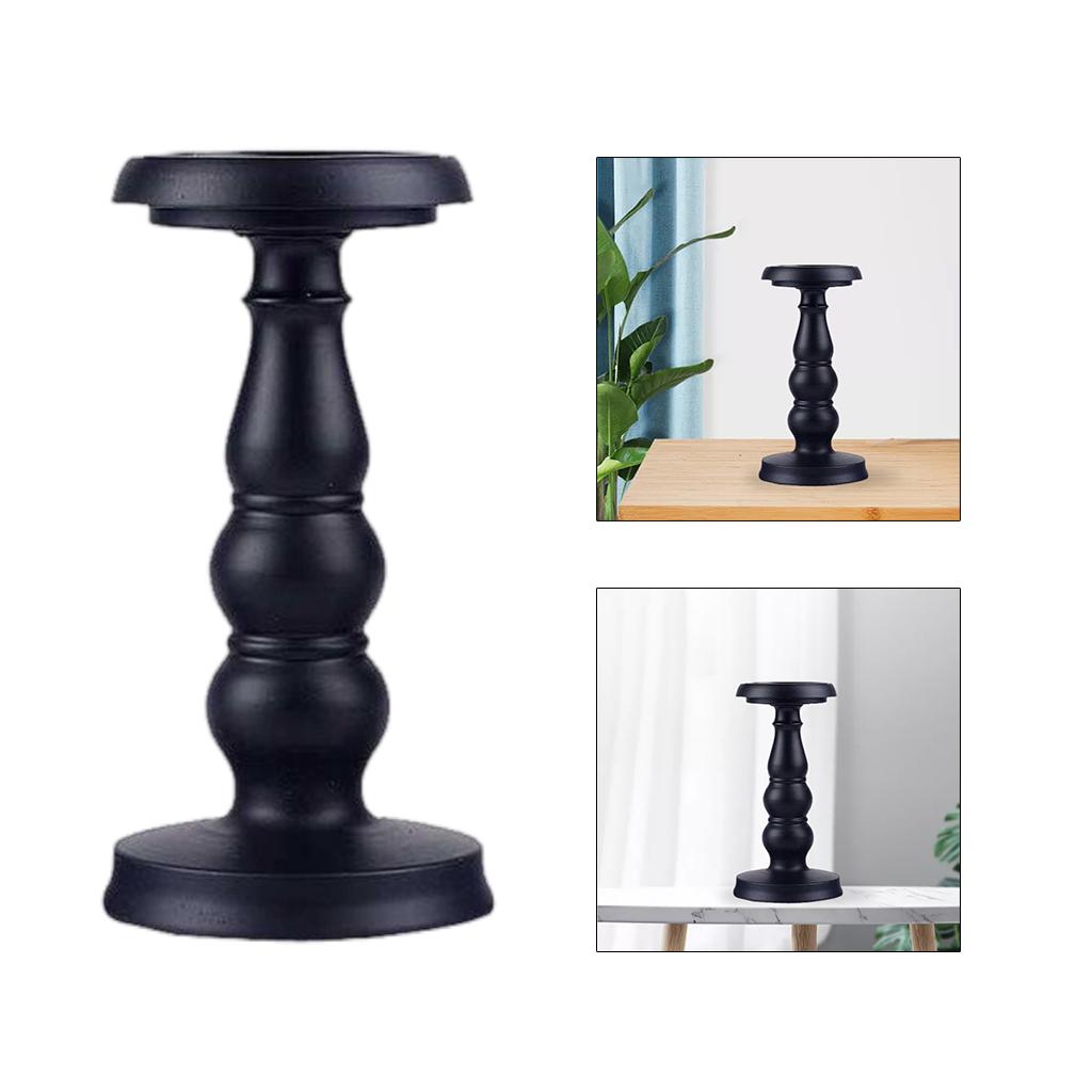 Black Simple Retro Iron Candlestick Pillar Candle Holder for Aromatherapy M