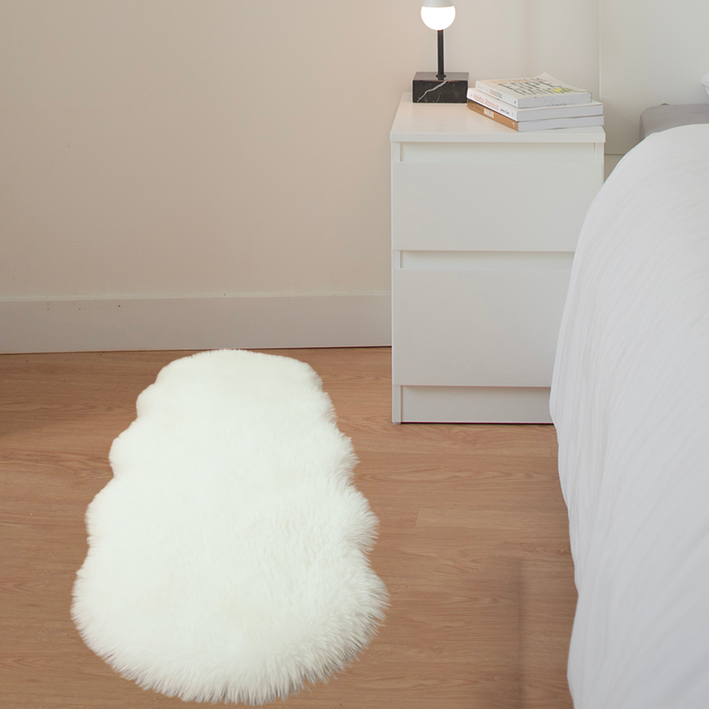 Area Rug Delicate Shaggy Fuzzy Carpet for Living Room 60x150cm White