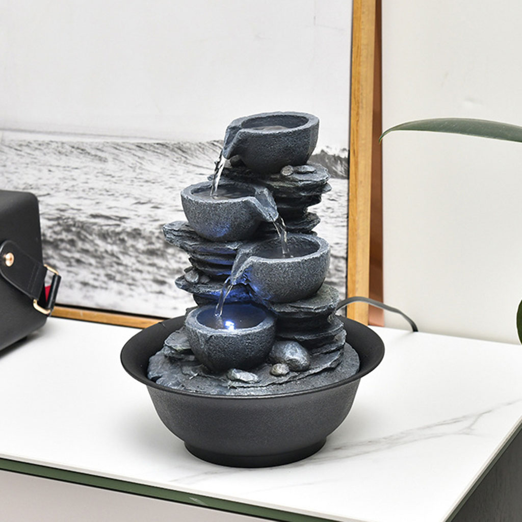 Water Fountain Fortune Feng Shui Waterfall Bedroom Ornaments Arts E