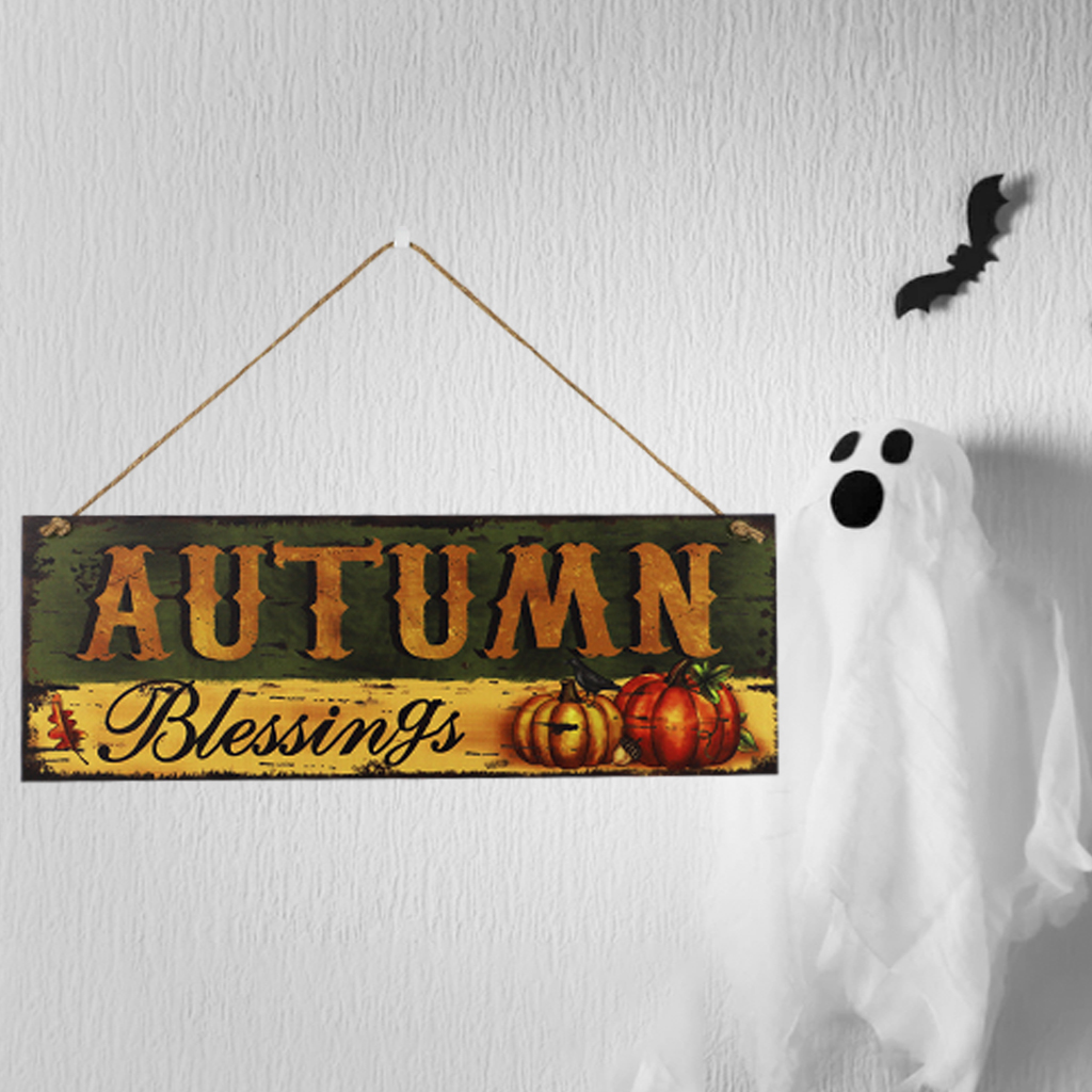 Autumn Wooden Plaques Hanging Sign Harvest Halloween Decoration Autumn 