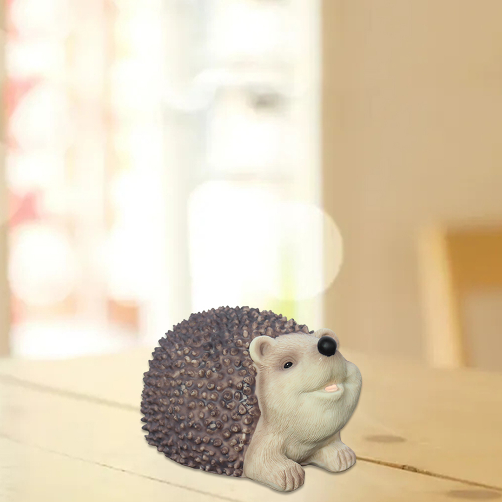 Hedgehog Figurine  Animal Statue for Bookshelf Patio Ornament 1 Piece C