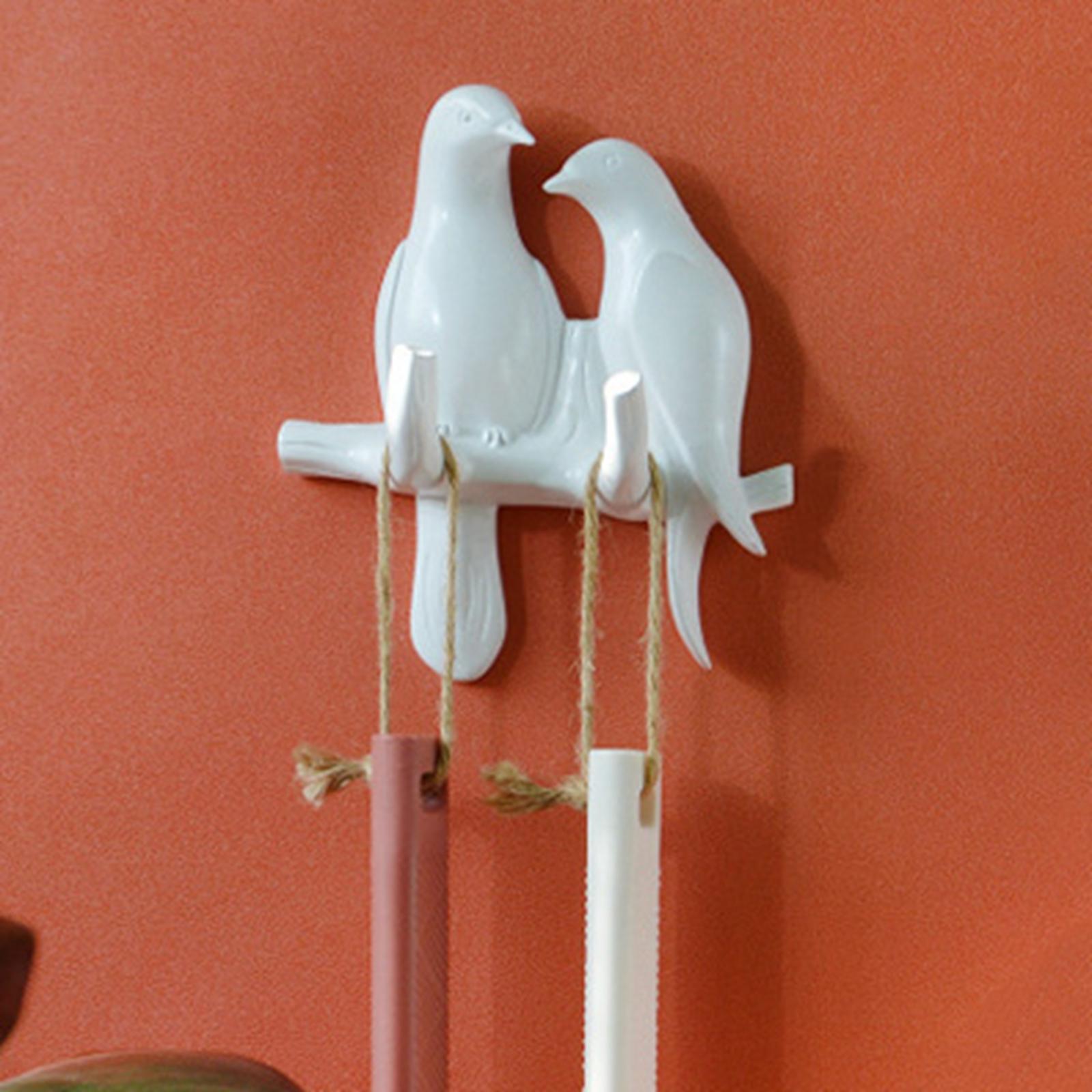 Clothes Storage Hanger Easy to Install Bird Hook for Clothing Hat Farmhouse L White