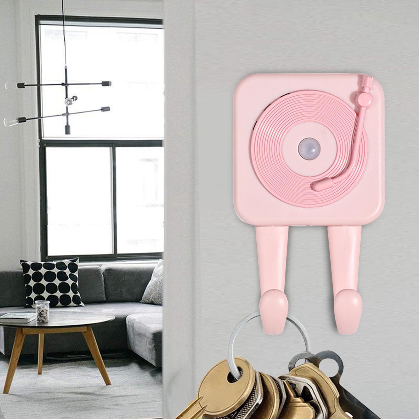 Wall Hook Voice Reminder Infrared Motion Sensor Adhesive Hook for Door Home Pink