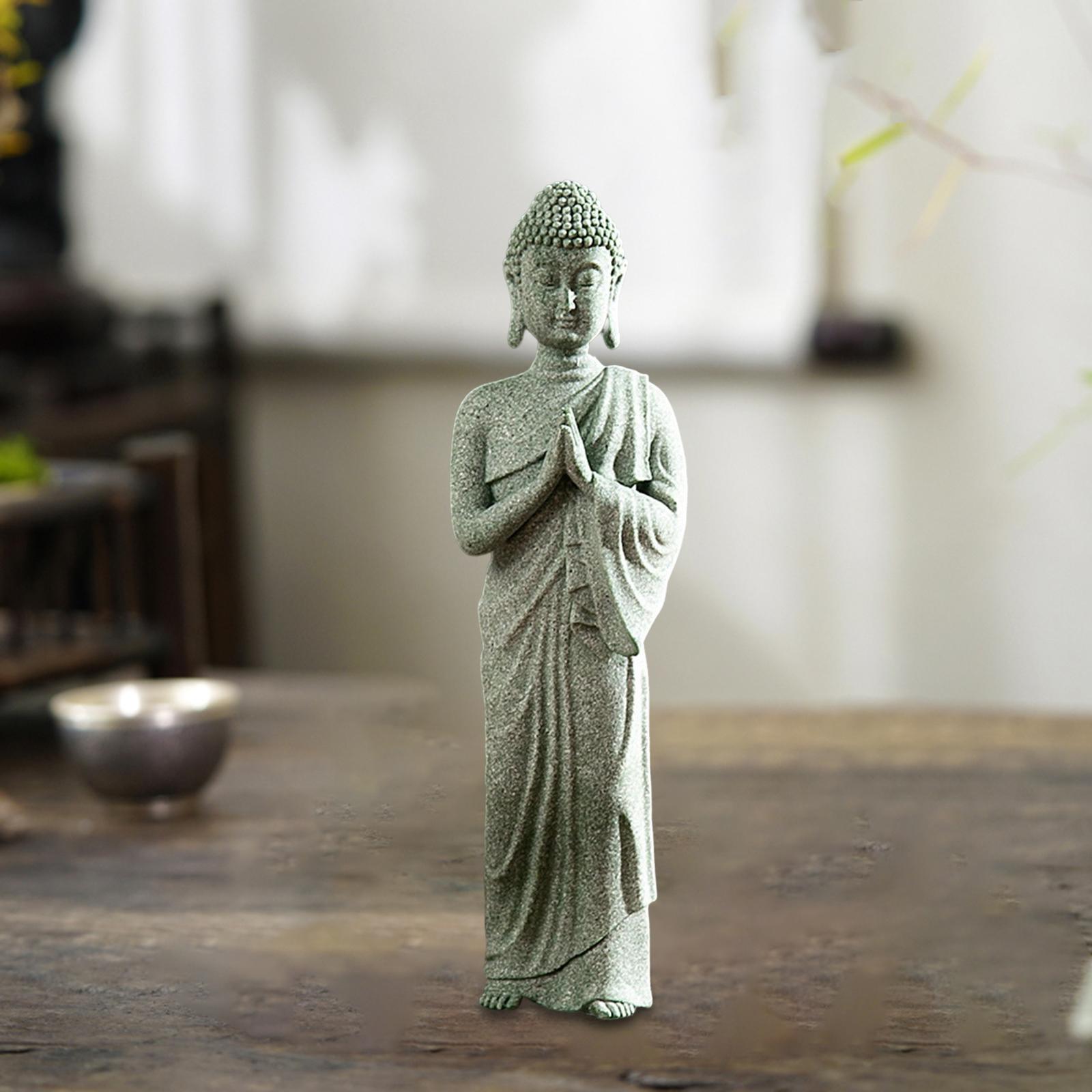 Buddha Statue Meditating Figurines Home Collectible Sculpture Hands Together