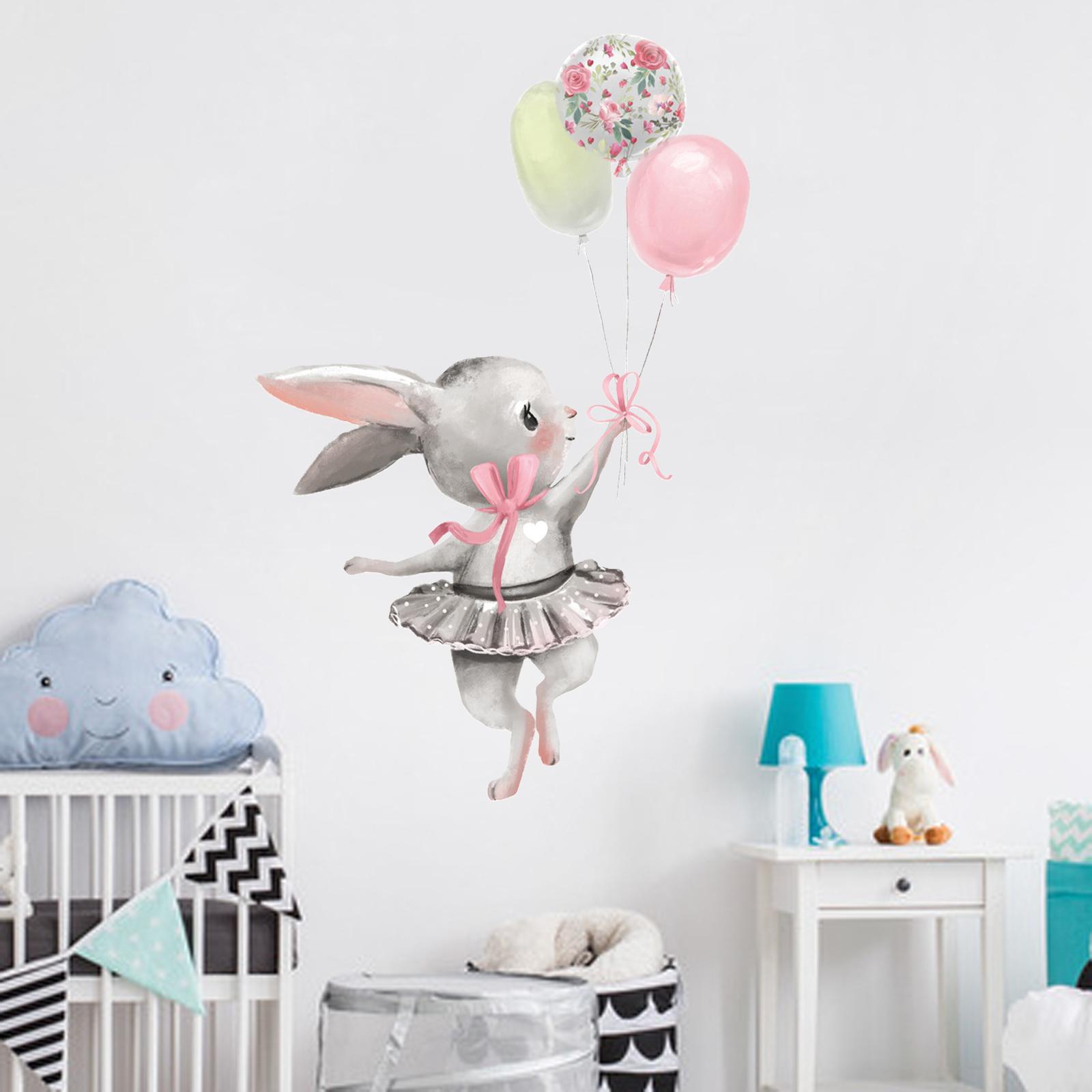 Bunny Ballet Rabbit Wall Stickers for Kids Room Nursery Wall Decal Wallpaper