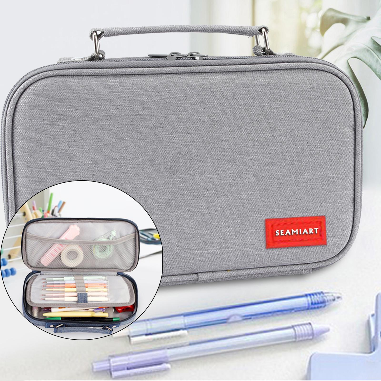 Pencil Case Pouch with Zipper Office Supplies Pen Case for Boys Girls Adults Gray 24.5x5x11cm