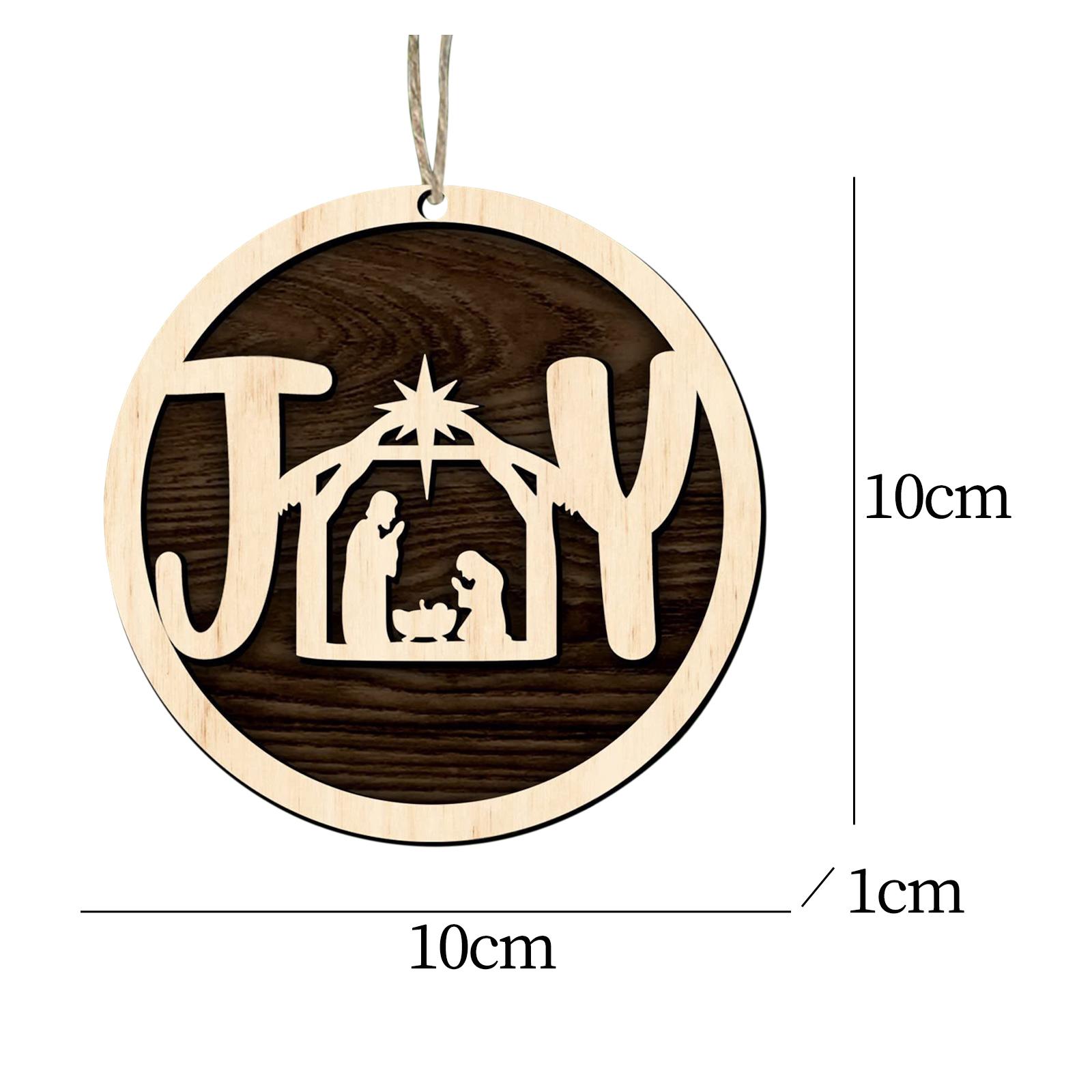 2xChristmas Nativity Scene Ornaments Rustic Pendant for Tables Fireplace Party Round