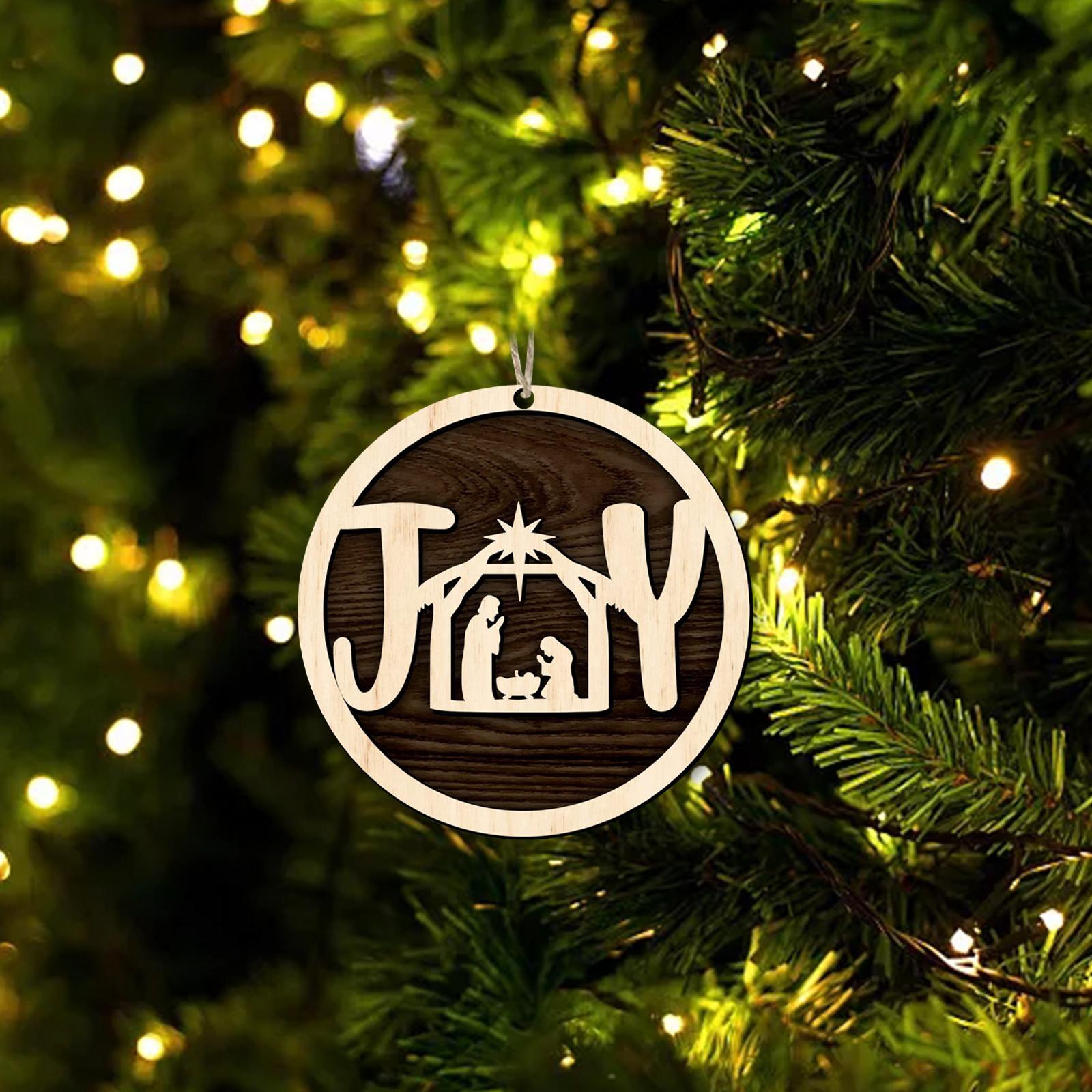 Christmas Nativity Scene Ornaments Rustic Pendant for Tables Fireplace Party Round