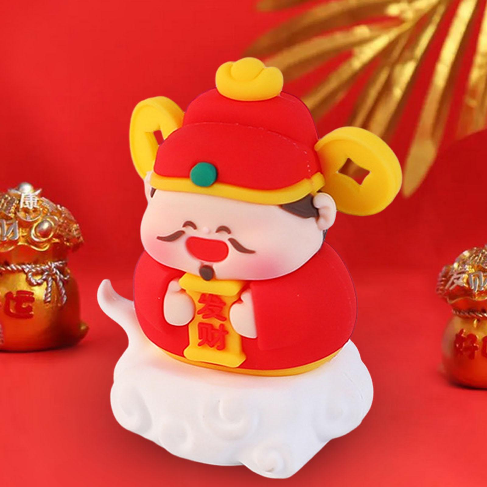 Blessings Figurine Chinese New Year Ornament Tribute Statue Sculpture